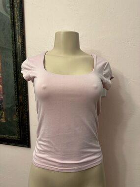 Women’s Square Neck Short Sleeve Top - Light Pink